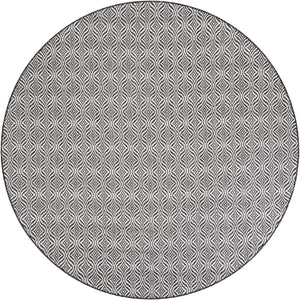 Charcoal 7' 10 x 7' 10 Outdoor Trellis Round Area Rug Weather Resistant for Patio, Deck, Terrace, Balcony, Porch Geometric Design Water Safe Outside Carpet for Sale at Rug Engine