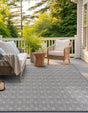 Charcoal 5' 3 x 5' 3 Outdoor Trellis Square Area Rug Weather Resistant for Patio, Deck, Terrace, Balcony, Porch Geometric Design Water Safe Outside Carpet for Sale at Rug Engine