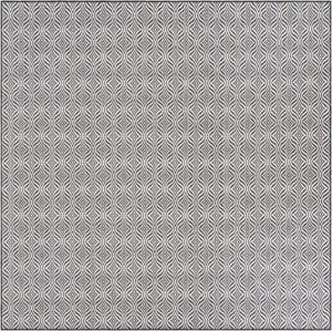 Charcoal 7' 10 x 7' 10 Outdoor Trellis Square Area Rug Weather Resistant for Patio, Deck, Terrace, Balcony, Porch Geometric Design Water Safe Outside Carpet for Sale at Rug Engine