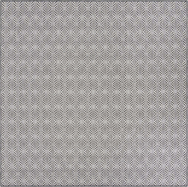 Charcoal 7' 10 x 7' 10 Outdoor Trellis Square Area Rug Weather Resistant for Patio, Deck, Terrace, Balcony, Porch Geometric Design Water Safe Outside Carpet for Sale at Rug Engine