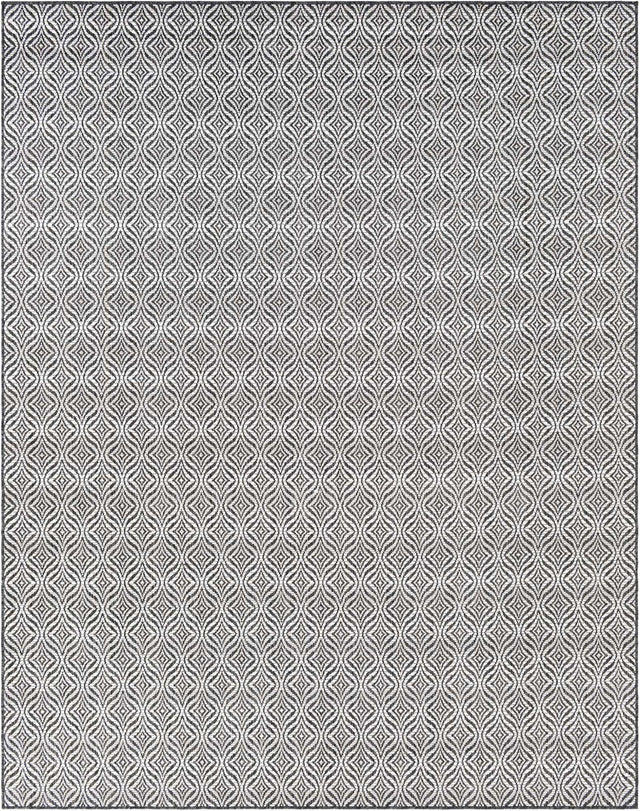 Charcoal 7' 10 x 10' Outdoor Trellis Rectangle Area Rug Weather Resistant for Patio, Deck, Terrace, Balcony, Porch Geometric Design Water Safe Outside Carpet for Sale at Rug Engine