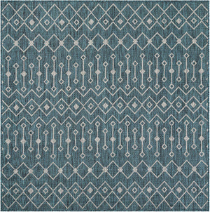 Teal 6' 1 x 6' 1 Outdoor Trellis Square Area Rug Weather Resistant for Patio, Deck, Terrace, Balcony, Porch Geometric Design Water Safe Outside Carpet for Sale at Rug Engine