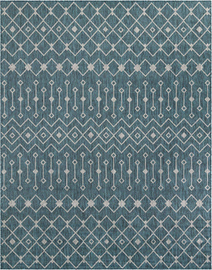 Teal 7' 10 x 10' Outdoor Trellis Rectangle Area Rug Weather Resistant for Patio, Deck, Terrace, Balcony, Porch Geometric Design Water Safe Outside Carpet for Sale at Rug Engine