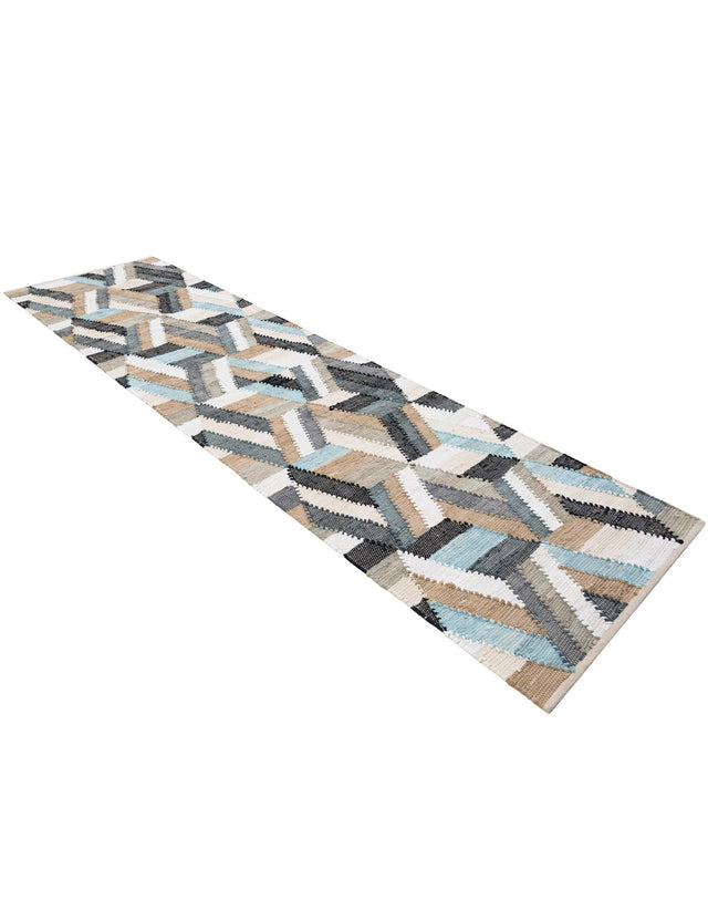 Blue 3' x 10' Chindi Cotton Runner Rug