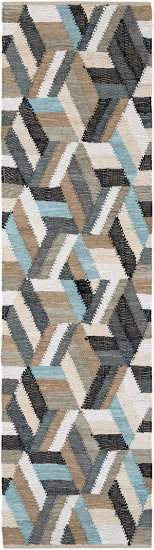 Blue 3' x 10' Chindi Cotton Runner Rug