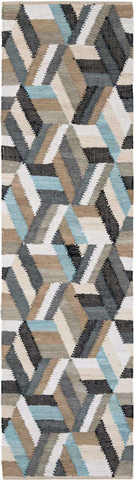 Blue 3' x 10' Chindi Cotton Runner Rug