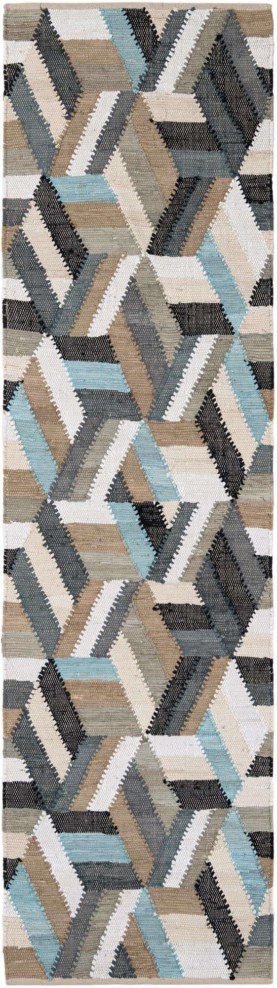 Blue 3' x 10' Chindi Cotton Runner Rug