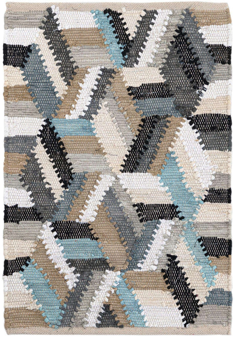 Blue 2' x 3' 1 Chindi Cotton Rectangle Rug