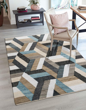 Blue 4' 1 x 6' 1 Chindi Cotton Rectangle Rug