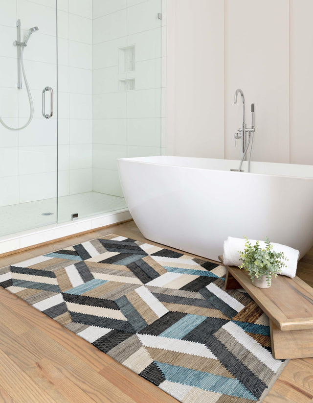 Blue 4' 1 x 6' 1 Chindi Cotton Rectangle Rug