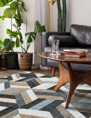 Blue 8' x 10' Chindi Cotton Rectangle Rug