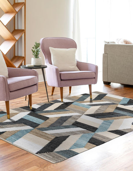 Blue 7' 10 x 10' Chindi Cotton Rectangle Area Rug Interior Design Home Decor Carpet Mat for Sale at Rug Engine