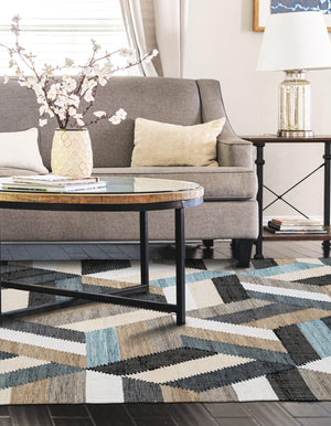 Blue 4' 1 x 6' 1 Chindi Cotton Rectangle Rug