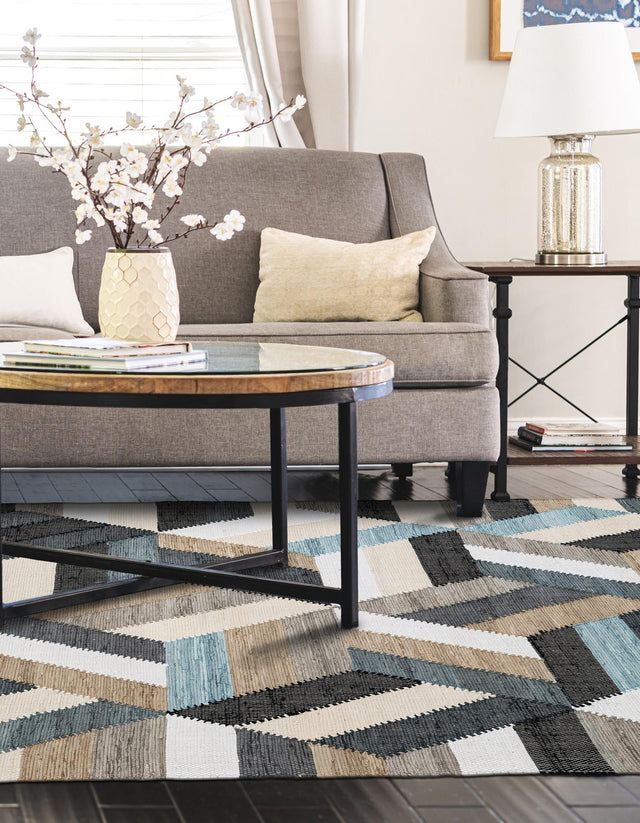 Blue 4' 1 x 6' 1 Chindi Cotton Rectangle Rug