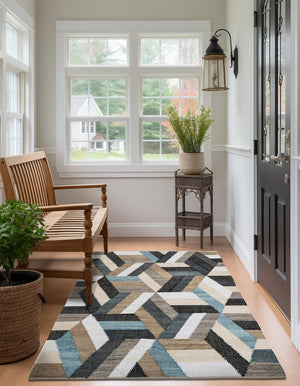 Blue 8' x 10' Chindi Cotton Rectangle Rug