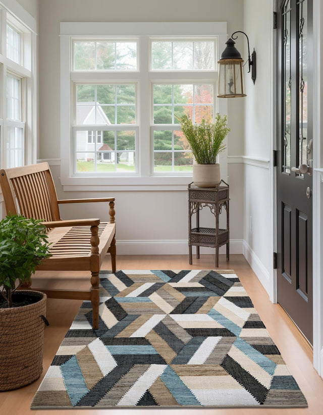 Blue 8' x 10' Chindi Cotton Rectangle Rug