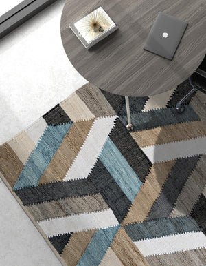 Blue 4' 1 x 6' 1 Chindi Cotton Rectangle Rug