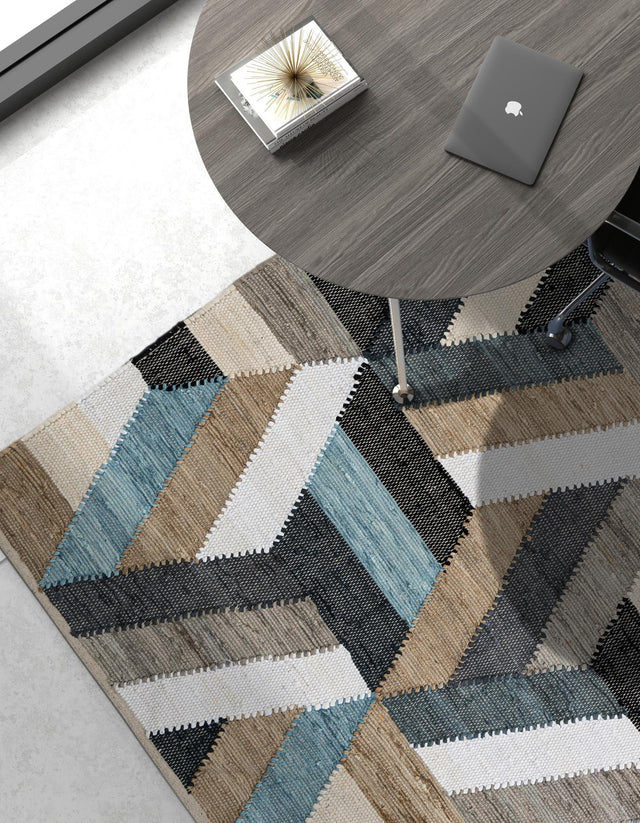 Blue 4' 1 x 6' 1 Chindi Cotton Rectangle Rug