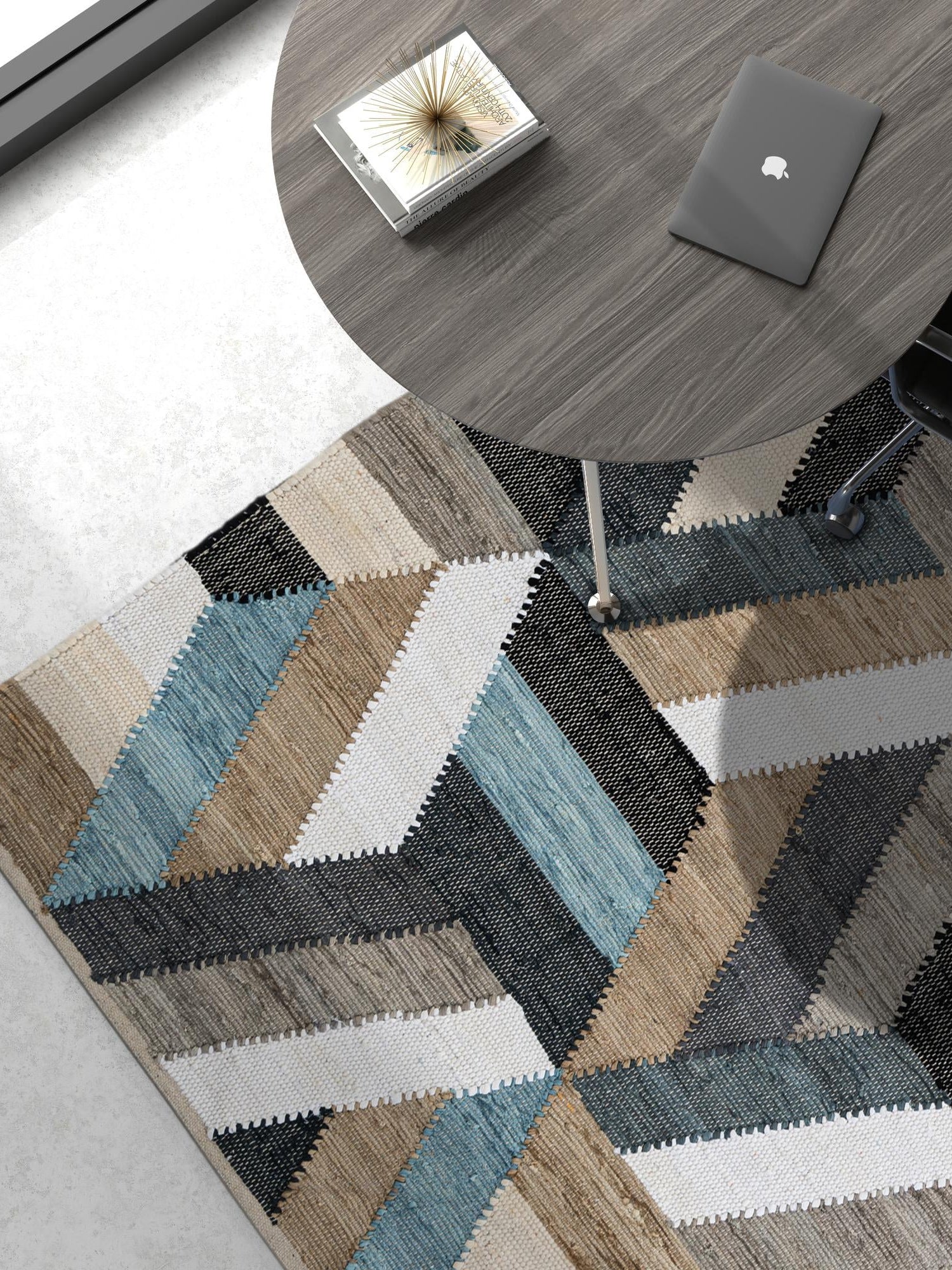 Blue 2' x 3' 1 Chindi Cotton Rectangle Area Rug Interior Design Home Decor Carpet Mat for Sale at Rug Engine
