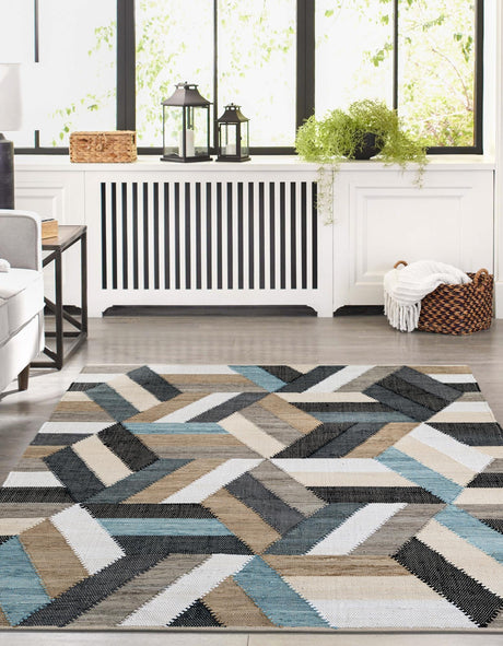 Blue 9' x 12' Chindi Cotton Rectangle Area Rug Interior Design Home Decor Carpet Mat for Sale at Rug Engine