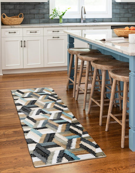 Blue 3' x 10' Chindi Cotton Runner Rug