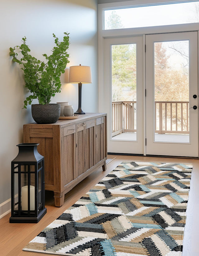 Blue 3' x 10' Chindi Cotton Runner Rug