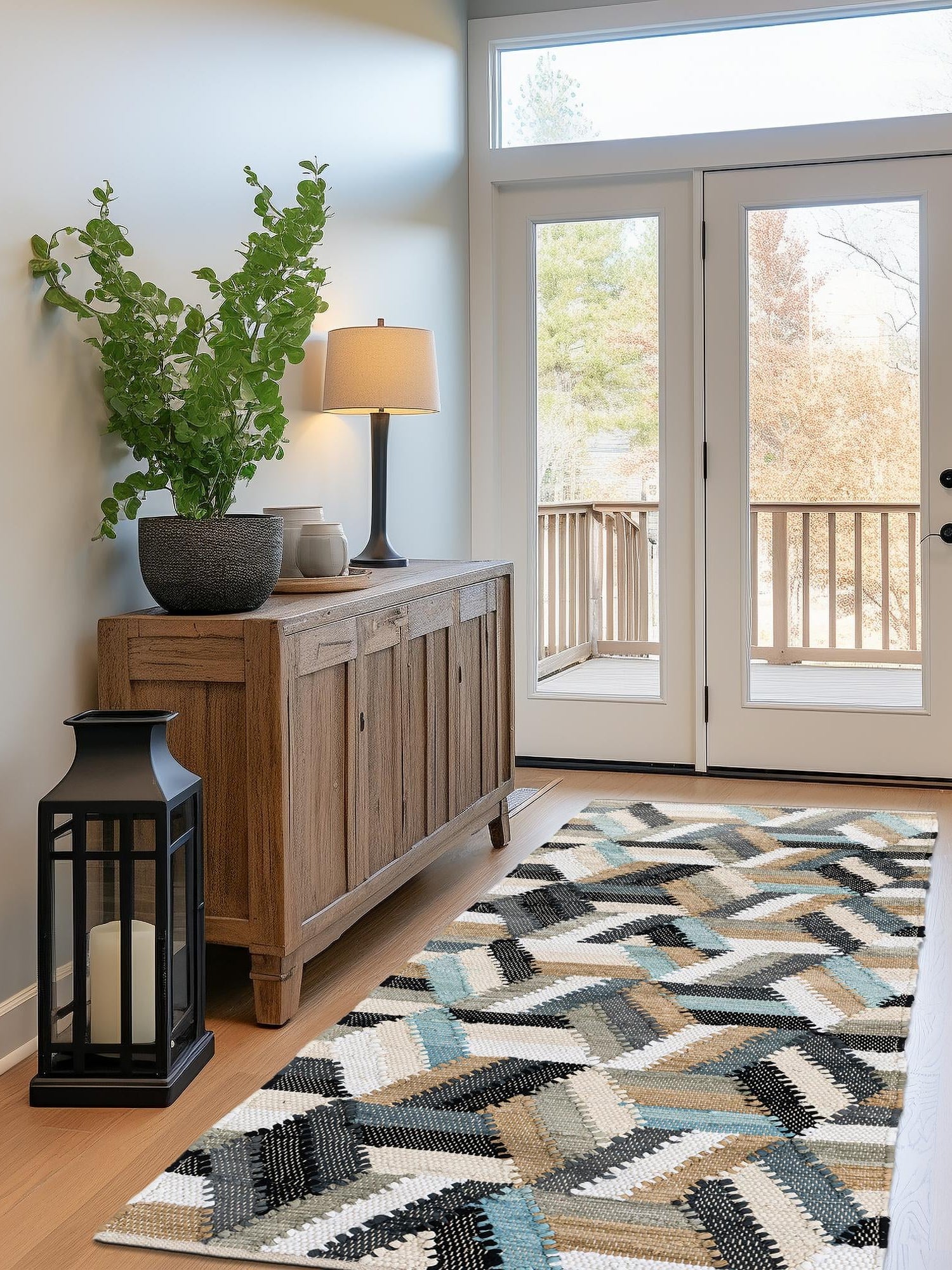 Blue 2' x 6' 1 Chindi Cotton Runner Area Rug Interior Design Home Decor Carpet Mat for Sale at Rug Engine
