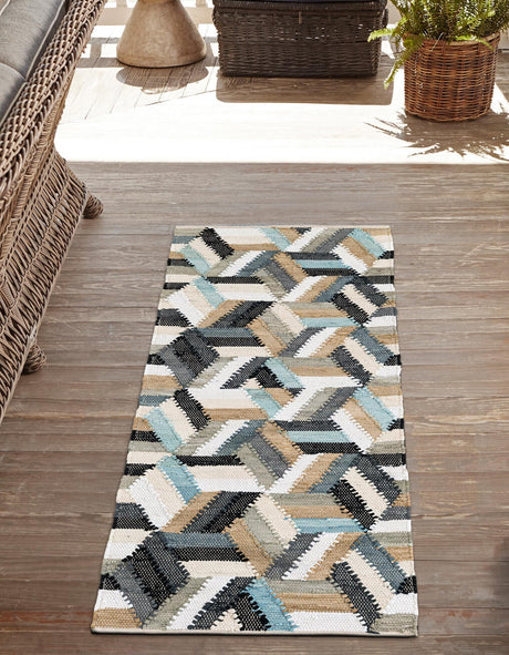 Blue 2' 7 x 10' Chindi Cotton Runner Area Rug Interior Design Home Decor Carpet Mat for Sale at Rug Engine