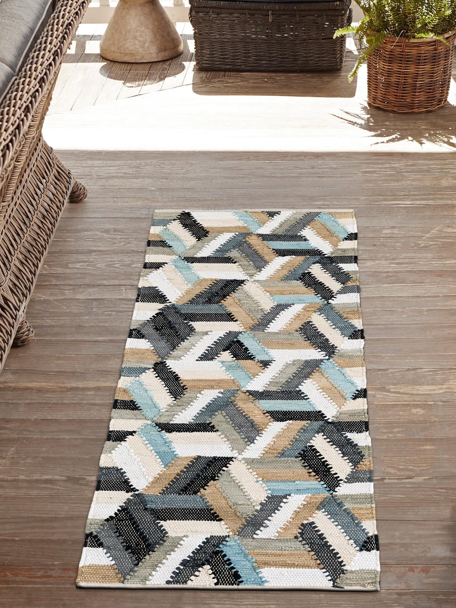 Blue 2' x 8' Chindi Cotton Runner Area Rug Interior Design Home Decor Carpet Mat for Sale at Rug Engine