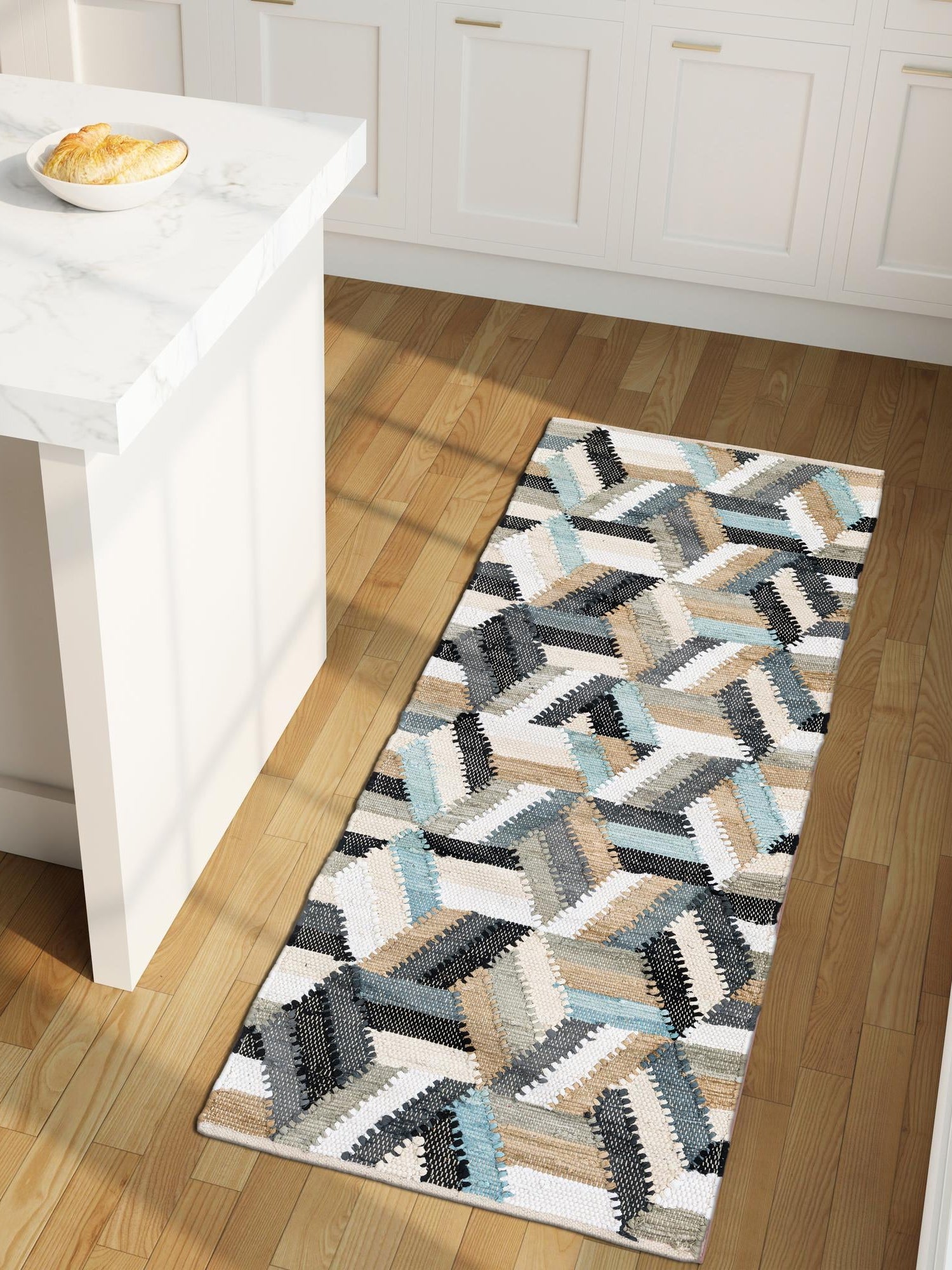 Blue 2' x 8' Chindi Cotton Runner Area Rug Interior Design Home Decor Carpet Mat for Sale at Rug Engine