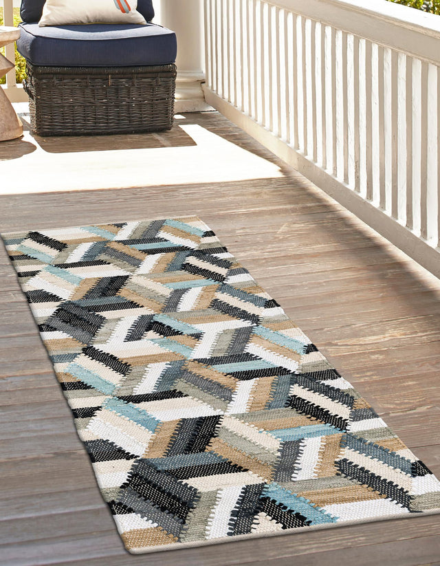 Blue 3' x 10' Chindi Cotton Runner Rug