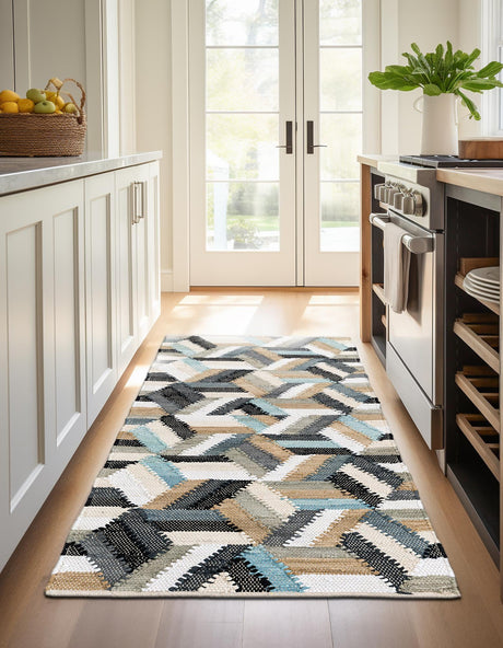 Blue 2' x 8' Chindi Cotton Runner Area Rug Interior Design Home Decor Carpet Mat for Sale at Rug Engine