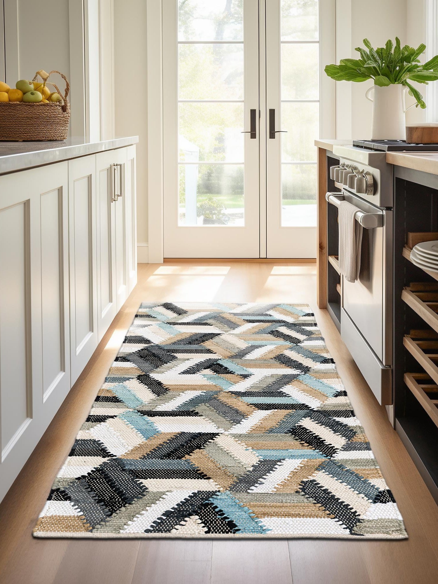 Blue 2' x 6' 1 Chindi Cotton Runner Area Rug Interior Design Home Decor Carpet Mat for Sale at Rug Engine