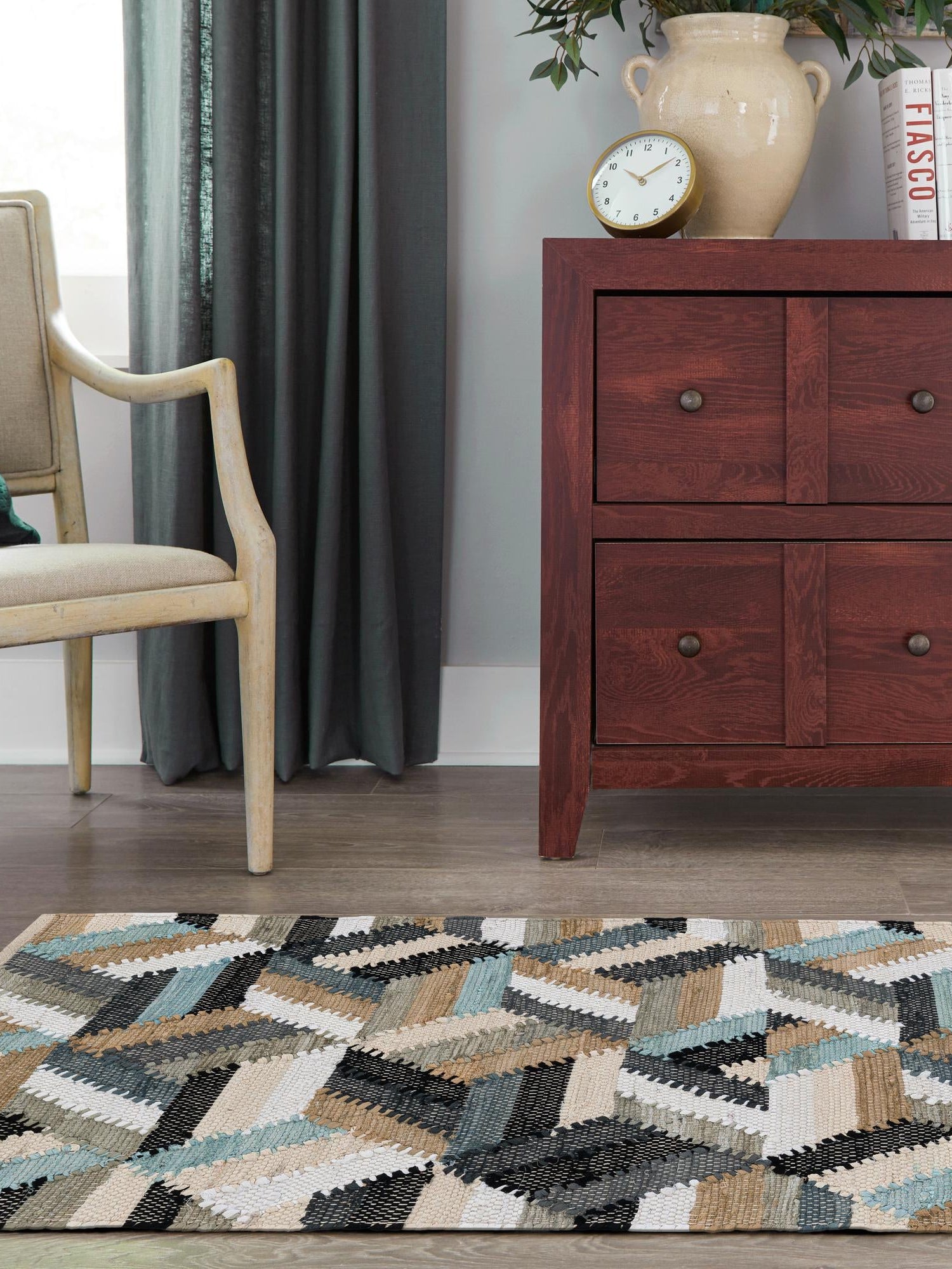 Blue 2' x 6' 1 Chindi Cotton Runner Area Rug Interior Design Home Decor Carpet Mat for Sale at Rug Engine