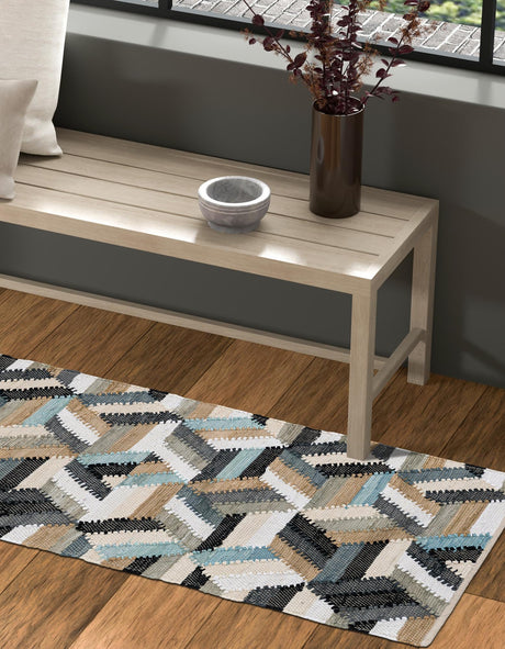 Blue 2' x 8' Chindi Cotton Runner Area Rug Interior Design Home Decor Carpet Mat for Sale at Rug Engine