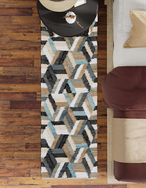 Blue 3' x 10' Chindi Cotton Runner Rug