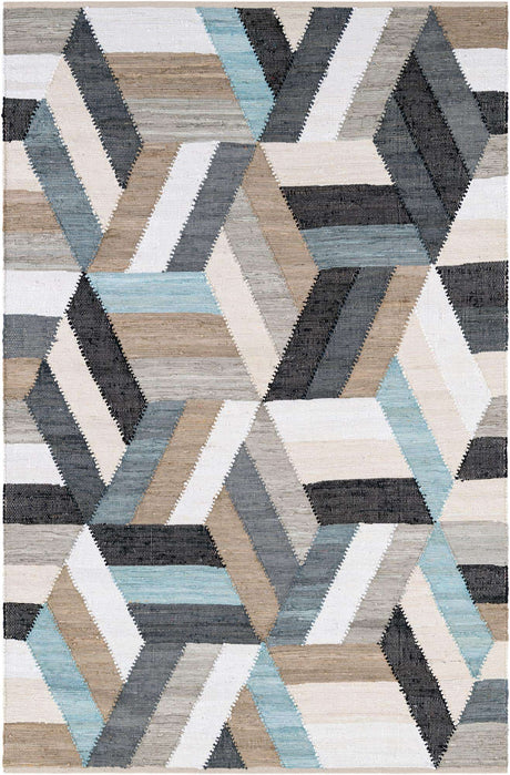 Blue 6' 1 x 9' Chindi Cotton Rectangle Rug