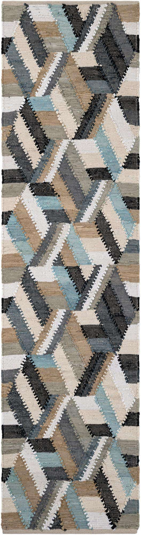 Blue 2' x 8' Chindi Cotton Runner Rug