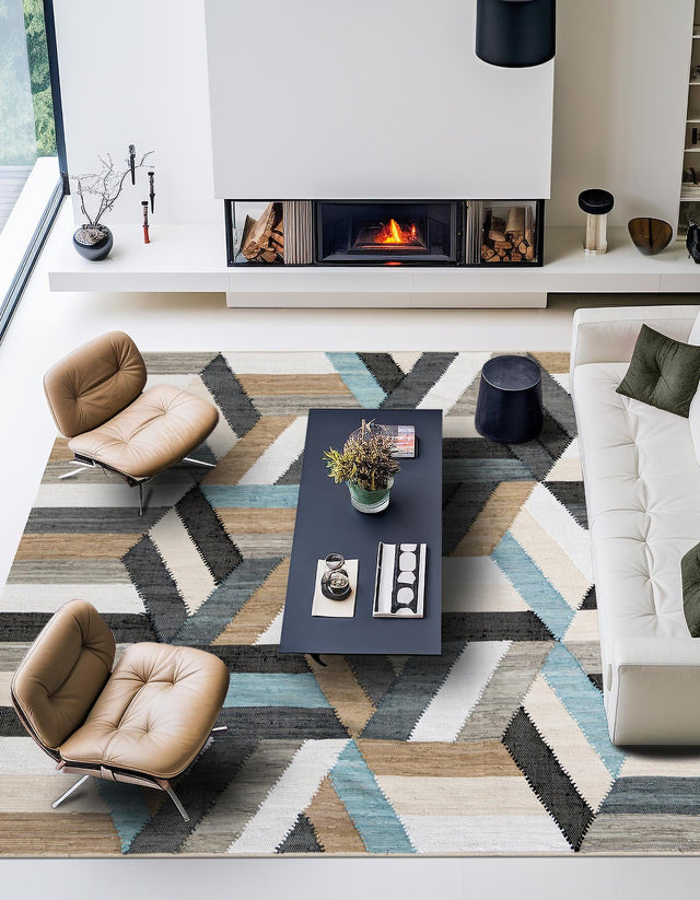 Blue 8' x 8' Chindi Cotton Square Rug