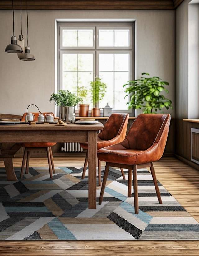 Blue 8' x 8' Chindi Cotton Square Rug