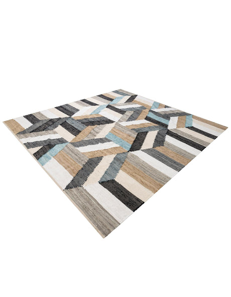 Blue 7' 10 x 7' 10 Chindi Cotton Square Area Rug Interior Design Home Decor Carpet Mat for Sale at Rug Engine