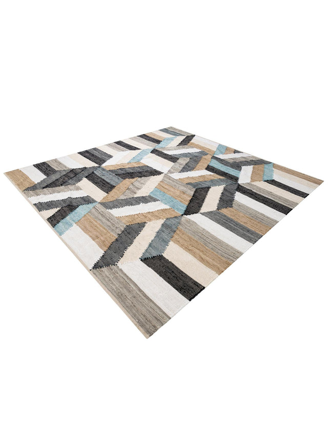 Blue 8' x 8' Chindi Cotton Square Rug