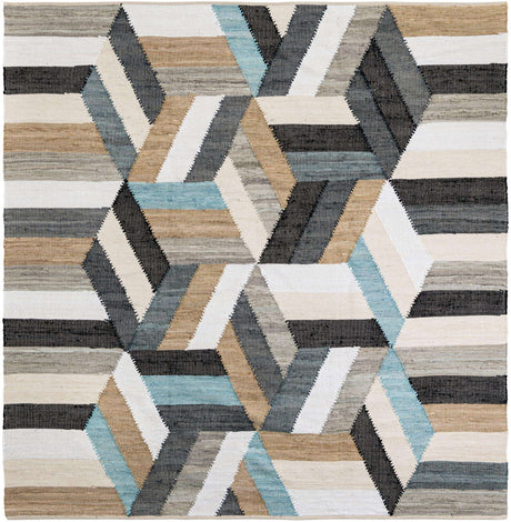 Blue 8' x 8' Chindi Cotton Square Rug