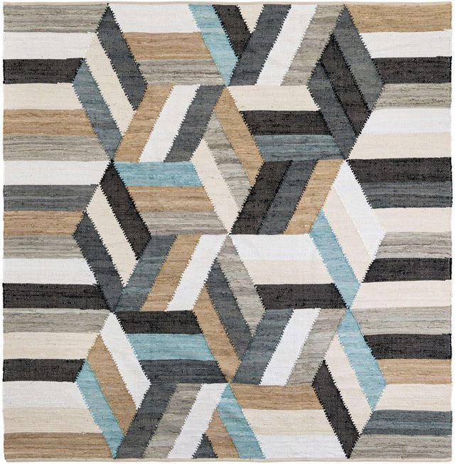 Blue 8' x 8' Chindi Cotton Square Rug