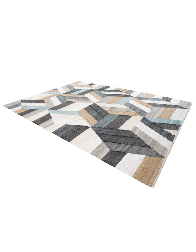 Blue 9' x 12' Chindi Cotton Rectangle Rug