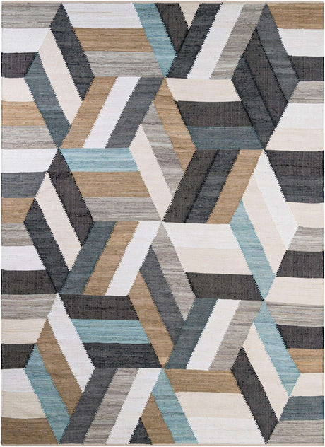 Blue 9' x 12' Chindi Cotton Rectangle Rug