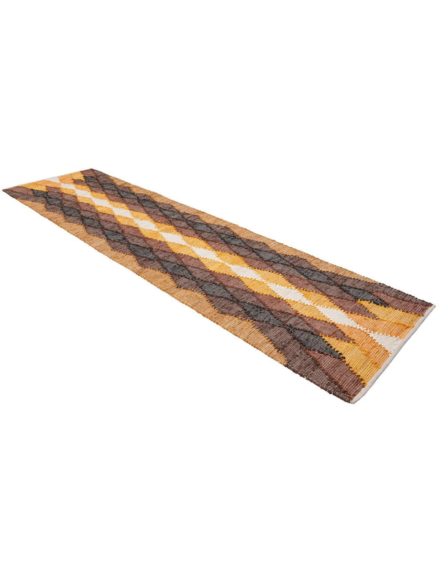 Brown Yellow Black 3' x 10' Chindi Cotton Runner Rug
