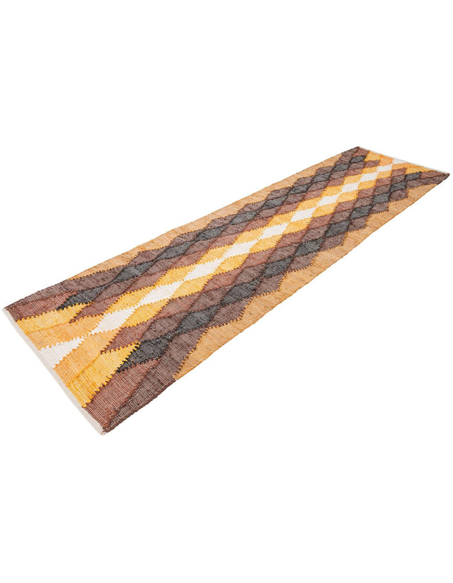 Brown Yellow Black 3' x 10' Chindi Cotton Runner Rug