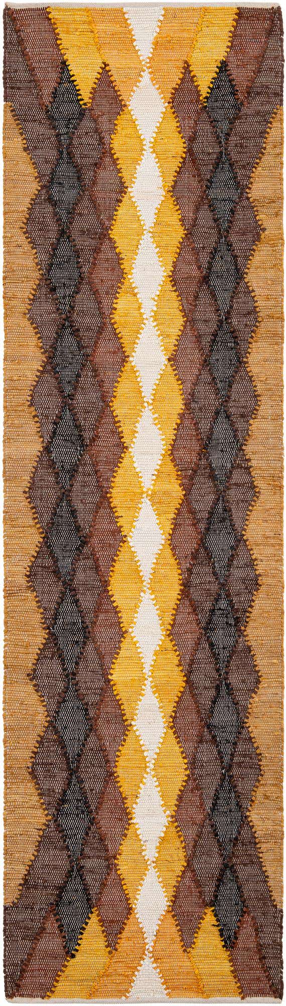 Brown Yellow Black 3' x 10' Chindi Cotton Runner Rug