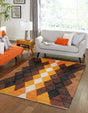 Brown Yellow Black 5' 1 x 8' Chindi Cotton Rectangle Rug